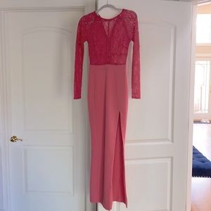 House Of Cb Pink Lace Gown